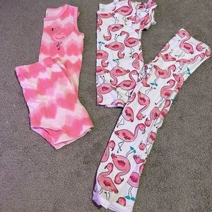 2 sets of flamingo pajamas
